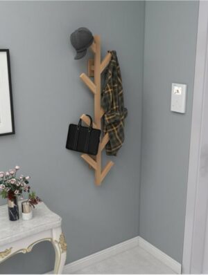 Decoratieve Natuurlijke Houten Kleerhanger - Muurhanger Hanger - Wandkapstok - 2 Hangers - 8x2 Haken - 19 x 80 cm - Afbeelding 4