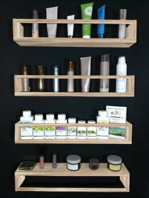 FD CONCEPT, Houten Plank met 4 Planken, Ondersteboven Badkamerplank, 0ndersteboven Plank, 40 x 10 x 9 cm - Afbeelding 12