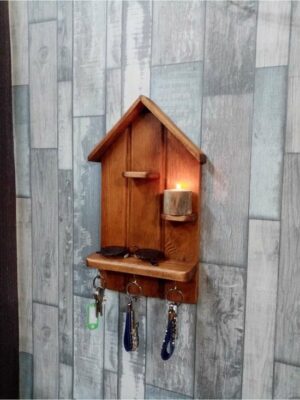 Elif meubel - 3 planken en 3 haken - Huisvormige Sleutelkastje - Sleutelkastje voor Aan de Muur - Cadeau voor in Huis - Cadeau Idee - 3 Haken - Afbeelding 4
