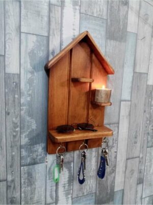 Elif meubel - 3 planken en 3 haken - Huisvormige Sleutelkastje - Sleutelkastje voor Aan de Muur - Cadeau voor in Huis - Cadeau Idee - 3 Haken - Afbeelding 6
