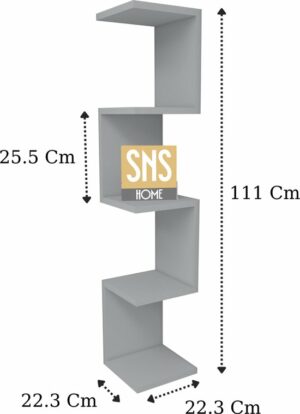 SNS Home - Wandrek - ZigZag - Design Boekenkast - Hoekkast Zigzag Boekenkast - Hoek Boekenkast - Wandplank - Decoratieve Plank - 5 Planken - 5 Secties - Wit - Afbeelding 4