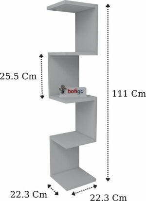 SNS Home - Wandrek - ZigZag - Design Boekenkast - Hoekkast Zigzag Boekenkast - Hoek Boekenkast - Wandplank - Decoratieve Plank - 5 Planken - 5 Secties - Wit - Afbeelding 9