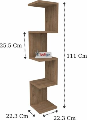 SNS Home - Wandrek - ZigZag - Design Boekenkast - Hoekkast Zigzag Boekenkast - Hoek Boekenkast - Wandplank - Decoratieve Plank - 5 Planken - 5 Secties - Pijnboom - Afbeelding 15