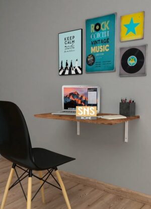 SNS Home - 72 x 45 Cm - Klaptafel - Wandtafel - Keukentafel - Balkontafel - Bureau - MDF Okkernoot/Bruin - Afbeelding 5