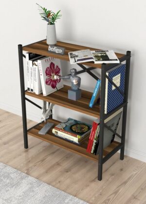 Decoratieve Boekenkast met 3 Planken - Metalen Boekenkast - 66 x 34 x 85 cm - Okkernoot - Afbeelding 18