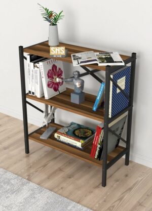 Decoratieve Boekenkast met 3 Planken - Metalen Boekenkast - 66 x 34 x 85 cm - Okkernoot - Afbeelding 5