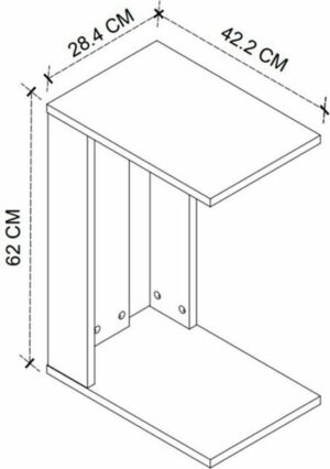 SNS Home, Wiel C Tafel, Banktafel, Bijzettafel, Nesttafel, Servicetafel - Grenen - Antraciet - 62 cm - Afbeelding 6