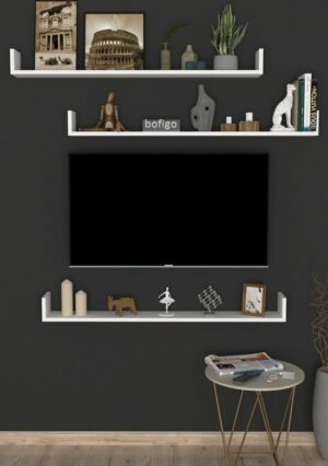 SNS Home, 16-01, Fotolijst en Boekenplank, Wandplankenset Bestaande Uit 3 Zwevende Planken, Tv-Plank, Vliegende Plank, Boekenplank, 120 x 15 x 12 cm, Moderne Plank Voor Objecten, 3 Stuks, Wit - Afbeelding 11