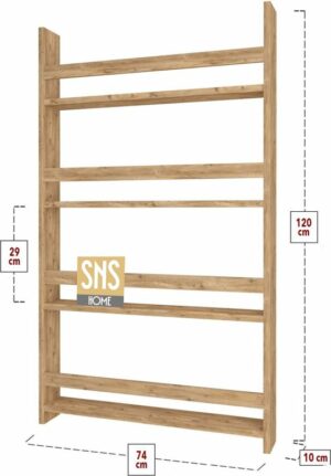 SNS Home - Met 4 Planken - 120 x 74 Cm - Montessori Boekenkast - Educatieve Kinderboekenkast - Woor Kinderen - Pijnboom - Afbeelding 3