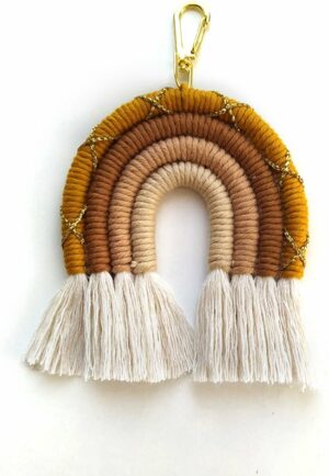 Seizoen Lente - Macrame Regenboog Sleutelhanger - Macrame Tas Riem - Regenboog Sleutelhanger - Cadeau Sleutelhanger - Handgemaakte Gebreide Sleutelhanger - Handgemaakte Macrame - Model 009 - Afbeelding 4