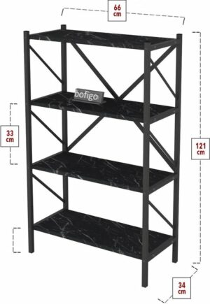 Decoratieve Boekenkast met 4 Planken - Metalen Boekenkast - 66 x 34 x 121 cm - Bendir/Zwart - 4 Planken - Afbeelding 16