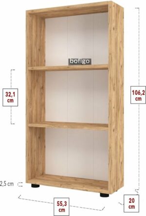 SNS Home - Boekenkast/ Rek - Pijnboom - 56 cm Breed - Decoratieve Boekenplank met 3 Planken - Moderne Boekenkast - Afbeelding 14