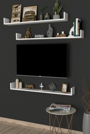 SNS Home, 16-01, Fotolijst en Boekenplank, Wandplankenset Bestaande Uit 3 Zwevende Planken, Tv-Plank, Vliegende Plank, Boekenplank, 120 x 15 x 12 cm, Moderne Plank Voor Objecten, 3 Stuks, Wit - Afbeelding 15