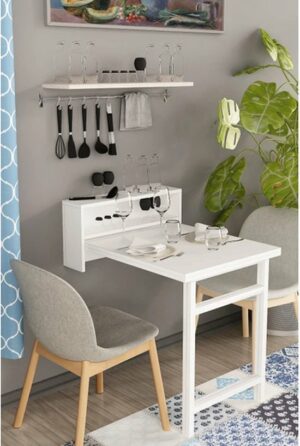 SNS Home - Petunia Draagbare Tafel - Dubbele Uitschuifbare Tafel - Inklapbare Tafel - Keukentafel - Eettafel Uitschuifbaar - 133x65 cm- Wit - Afbeelding 17