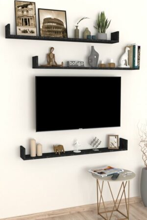 SNS Home, 16-01, Fotolijst en Boekenplank, Wandplankenset Bestaande Uit 3 Zwevende Planken, Tv-Plank, Vliegende Plank, Boekenplank, 120 x 15 x 12 cm, Moderne Plank Voor Objecten, 3 Stuks, Bendir/Marmer - Afbeelding 15