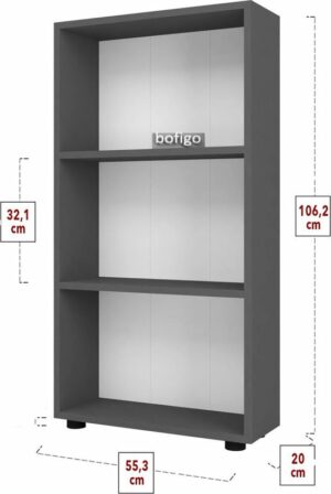 SNS Home - Boekenkast/ Rek - Antraciet - 56 cm Breed - Decoratieve Boekenplank met 3 Planken - Moderne Boekenkast - Afbeelding 12