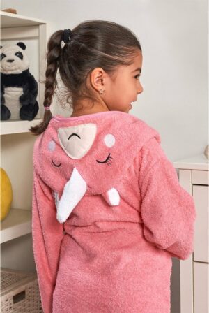 Kleurrijke Badjas Voor Meisjes en Jongens - Kinderbadjas - Badjas in Diervorm - Katoenen Badjas - Unicorn -Roze - 9/10 Jaar - Afbeelding 6
