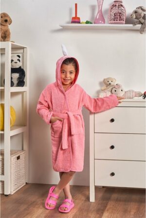 Kleurrijke Badjas Voor Meisjes en Jongens - Kinderbadjas - Badjas in Diervorm - Katoenen Badjas - Unicorn -Roze - 9/10 Jaar - Afbeelding 7
