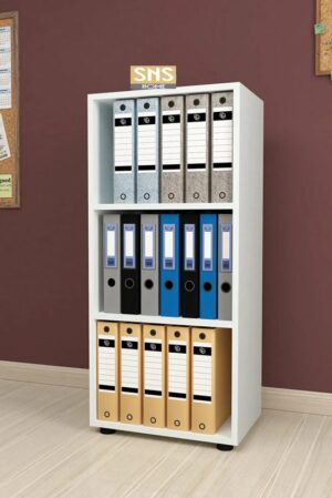 SNS Home, Prismakast met 3 Planken, Boekenkast met 3 Planken, Kantoorkast, De Map, Multifunctionele Kast, Keukenkast, Wit, 108,3 x 49 x 32 cm - Afbeelding 6
