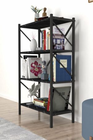 Decoratieve Boekenkast met 4 Planken - Metalen Boekenkast - 66 x 34 x 121 cm - Bendir/Zwart - 4 Planken - Afbeelding 7
