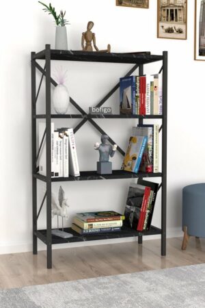 Decoratieve Boekenkast met 4 Planken - Metalen Boekenkast - 66 x 34 x 121 cm - Bendir/Zwart - 4 Planken - Afbeelding 8