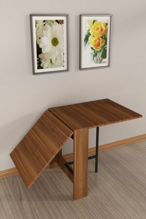 SNS Home – Praktische Tafel – Eettafel – Eettafel Uitschuifbaar – Opvouwbaar – Flamingo – 134 x 60 x 72 cm – Donker Walnoot - MDF Bruine Tafel - Afbeelding 18