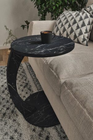 Wiel C Tafel - Banktafel - 17-03 - Bijzettafel - Nesttafel - Servicetafel - Zwart en Marmer - Afbeelding 24