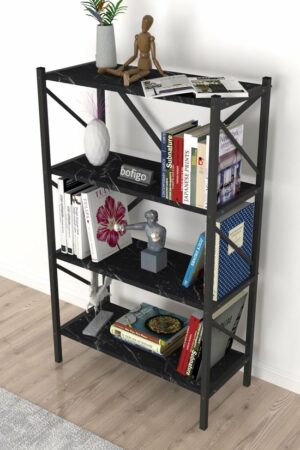 Decoratieve Boekenkast met 4 Planken - Metalen Boekenkast - 66 x 34 x 121 cm - Bendir/Zwart - 4 Planken - Afbeelding 10