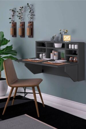 SNS Home - Draagbare Planktafel - Kardelen Tafel - Wandtafel - Inklapbaar - Wandbureau - Inklapbare Wandtafel - Keukentafel - Wandkast - Vouwtafel - Klaptafel - 90x50 cm - Antraciet - Afbeelding 7