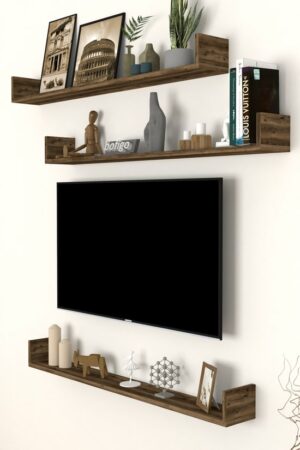 SNS Home, Fotolijst en Boekenplank, Wandplankenset Bestaande Uit 3 Zwevende Planken, Tv-Plank, Vliegende Plank, Boekenplank, 120 x 15 x 12 cm, Moderne Plank Voor Objecten, 3 Stuks, Lidia - Afbeelding 7