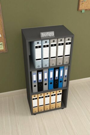 SNS Home, Prismakast met 3 Planken, Boekenkast met 3 Planken, Kantoorkast, De Map, Multifunctionele Kast, Keukenkast, Antraciet, 108,3 x 49 x 32 cm - Afbeelding 6