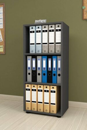 SNS Home, Prismakast met 3 Planken, Boekenkast met 3 Planken, Kantoorkast, De Map, Multifunctionele Kast, Keukenkast, Antraciet, 108,3 x 49 x 32 cm - Afbeelding 7