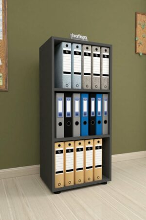 SNS Home, Prismakast met 3 Planken, Boekenkast met 3 Planken, Kantoorkast, De Map, Multifunctionele Kast, Keukenkast, Antraciet, 108,3 x 49 x 32 cm - Afbeelding 9