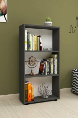 SNS Home - Boekenkast/ Rek - Antraciet - 56 cm Breed - Decoratieve Boekenplank met 3 Planken - Moderne Boekenkast - Afbeelding 7