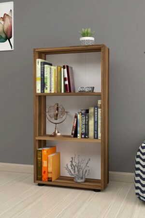 SNS Home - Boekenkast/ Rek - Okkernoot - 56 cm Breed - Decoratieve Boekenplank met 3 Planken - Moderne Boekenkast - Afbeelding 5