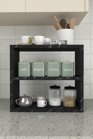 SNS Home - 13-01, 3 Tier Kruidenrek - 3 Tier Aanrechtblad - Kruidenhouder 3 Tier - Kruidenrek - Kruidenopberger - Kruidenopslag - Marmer en Zwart - 43,5x20x40 cm. - Afbeelding 5