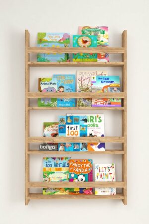 SNS Home - Met 4 Planken - 120 x 74 Cm - Montessori Boekenkast - Educatieve Kinderboekenkast - Woor Kinderen - Pijnboom - Afbeelding 5