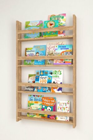 SNS Home - Met 4 Planken - 120 x 74 Cm - Montessori Boekenkast - Educatieve Kinderboekenkast - Woor Kinderen - Pijnboom - Afbeelding 6