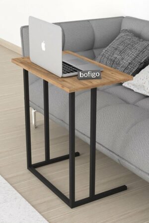 SNS Home - Metalen Poot - Laptopstandaard - Ontbijttafel - Bureau - Computerbureau - 60 cm Breed - Pijnboom - Afbeelding 6