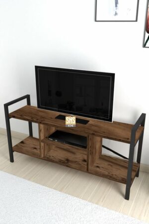 TV-meubel - TV-meubel met plank - Televisiemeubel - Tv Kasten - Tv-standaard Plank - Tv-eenheid - Televisiestandaard - Lidia/Bruine - 120 cm - Afbeelding 4