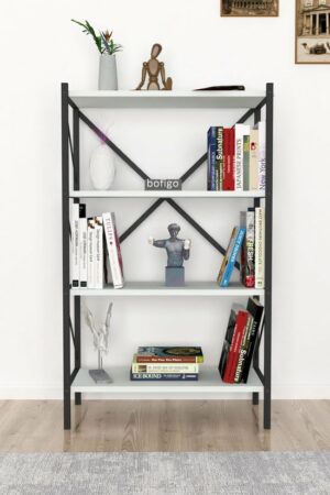 Decoratieve Boekenkast met 4 Planken - Metalen Boekenkast - 66 x 34 x 121 cm - Wit - 4 Planken - Afbeelding 11