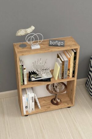 SNS Home - 13-05 - Decoratieve Boekenkast - Boekenkast met 2 Planken - Moderne Spaanplaat Boekenkast - Houten Boekenkast - Pijnboom - Afbeelding 18