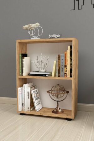 SNS Home - 13-05 - Decoratieve Boekenkast - Boekenkast met 2 Planken - Moderne Spaanplaat Boekenkast - Houten Boekenkast - Pijnboom - Afbeelding 20