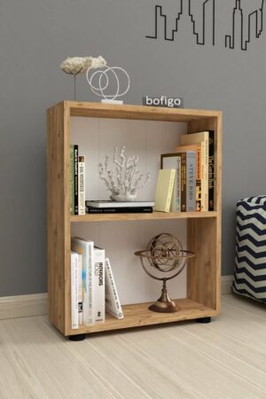 SNS Home - 13-05 - Decoratieve Boekenkast - Boekenkast met 2 Planken - Moderne Spaanplaat Boekenkast - Houten Boekenkast - Pijnboom - Afbeelding 21