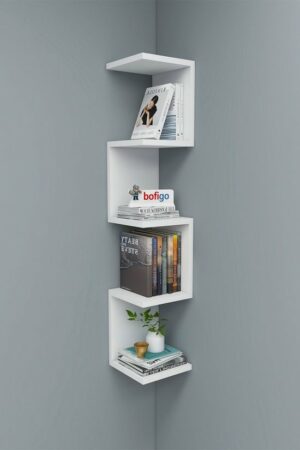 SNS Home - Wandrek - ZigZag - Design Boekenkast - Hoekkast Zigzag Boekenkast - Hoek Boekenkast - Wandplank - Decoratieve Plank - 5 Planken - 5 Secties - Wit - Afbeelding 17