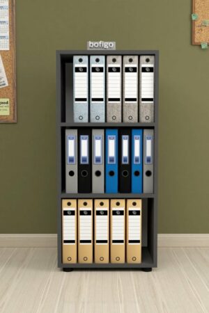 SNS Home, Prismakast met 3 Planken, Boekenkast met 3 Planken, Kantoorkast, De Map, Multifunctionele Kast, Keukenkast, Antraciet, 108,3 x 49 x 32 cm - Afbeelding 11