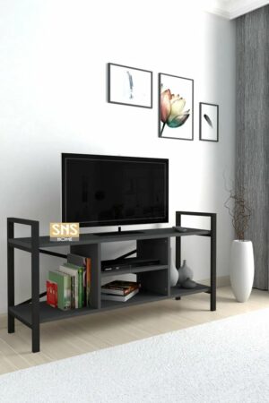 Tv Meubel Met Plank - Tv Meubel - Televisie Meubel - Tv Meubel Hout - Tv Kasten - Antraciet - 120x61x35 cm - Afbeelding 3