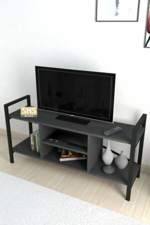 Tv Meubel Met Plank - Tv Meubel - Televisie Meubel - Tv Meubel Hout - Tv Kasten - Antraciet - 120x61x35 cm - Afbeelding 6