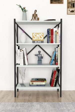 Decoratieve Boekenkast met 4 Planken - Metalen Boekenkast - 66 x 34 x 121 cm - Wit - 4 Planken - Afbeelding 17