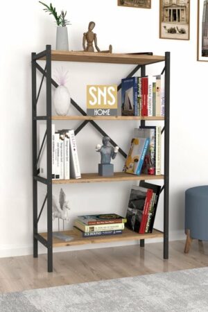 Decoratieve Boekenkast met 4 Planken - Metalen Boekenkast - 66 x 34 x 121 cm - Pijnboom - 4 Planken - Afbeelding 20